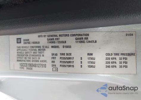 2004 Chevrolet Colorado Ls из США, поврежденный, VIN 1GCCS196948127910